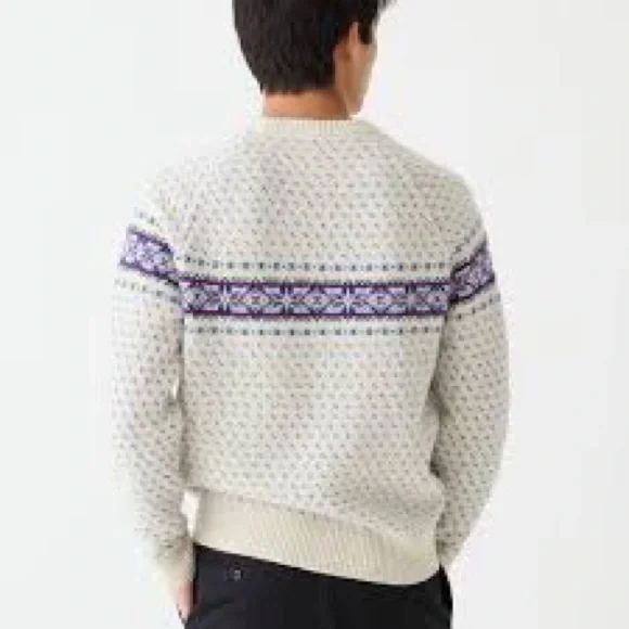 J Crew Lambswool Fair Isle sweater with bird's eye size medium